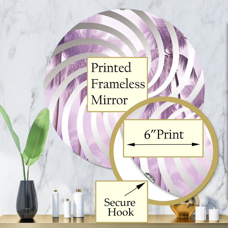 Miroir d'appoint Lavender Jungle Palm Tree Lagoon, 31,4 po x 31,4 po