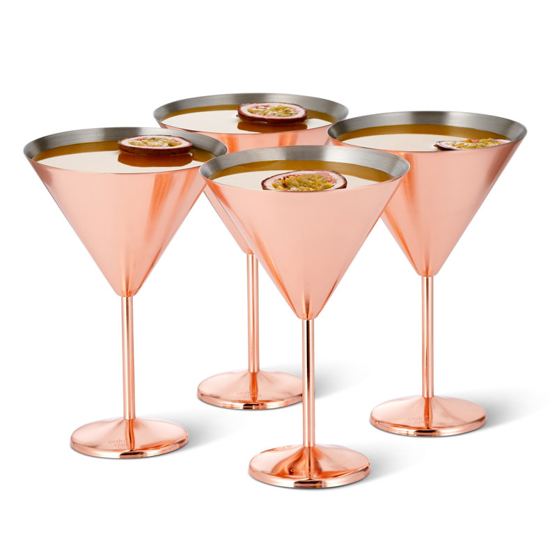 Versa 460ml Stainless Steel Martini Glass Set, Rose Gold