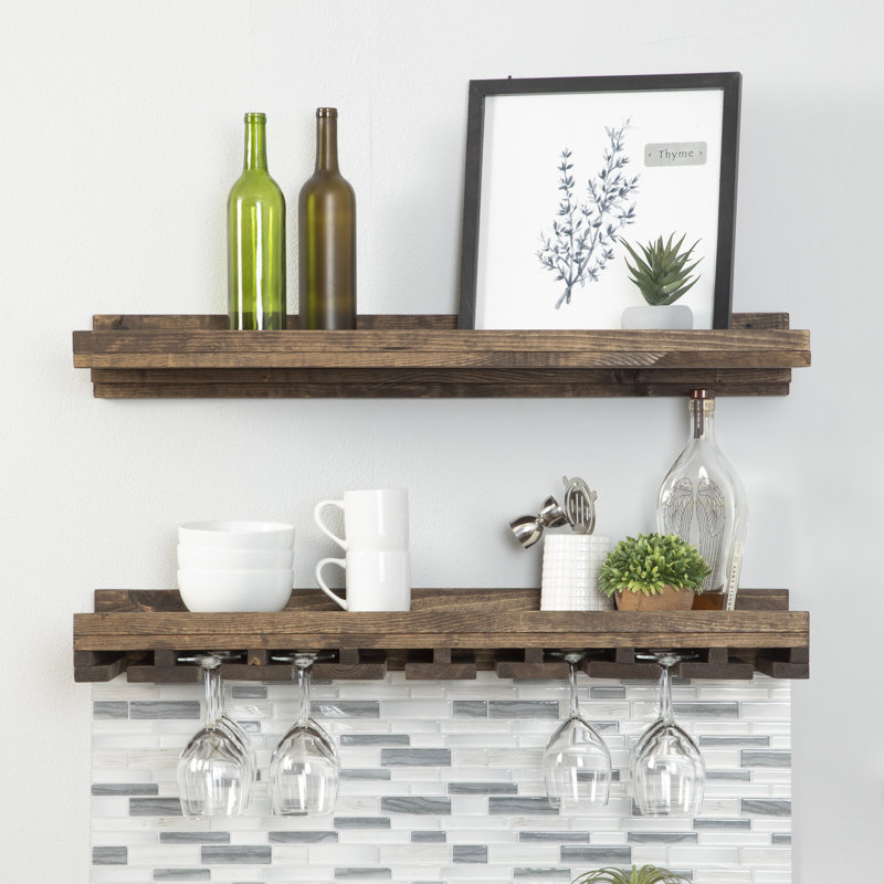 Boilleau Wine Glass Rack, Dark Walnut, 4.25" H x 36" W x 10" D