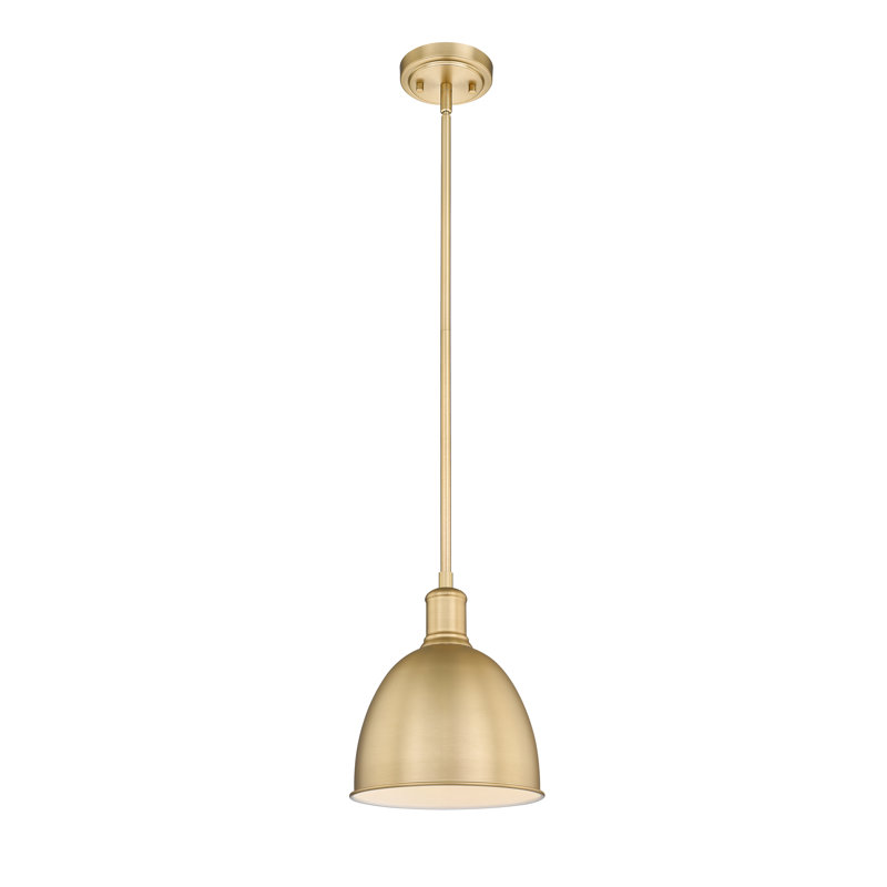 Waldon 1-Light Dimmable Single Pendant , Classic Brass, 10" H x 8.25" W