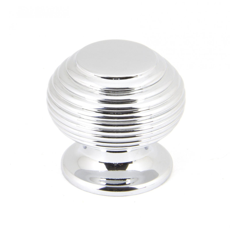 Beehive 30mm Diameter Round Knob, Polished Chrome