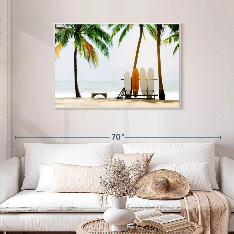 Surfboard Setup, 31" X 21", Floating Frame White