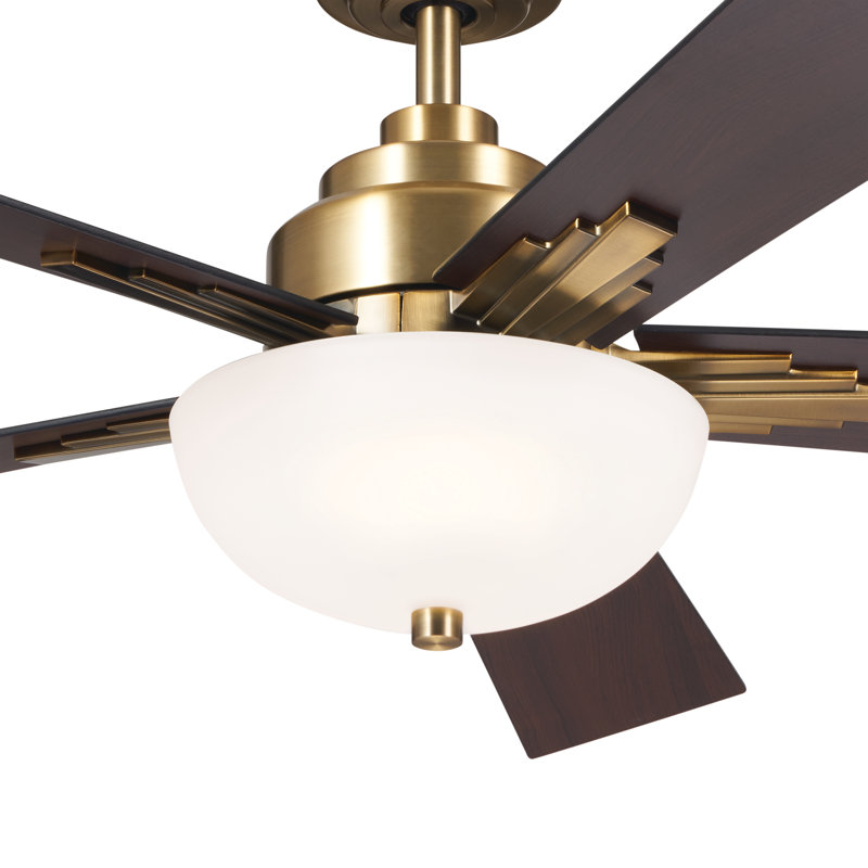 52'' Ceiling Fan with LED Lights, Brushed Natural Brass