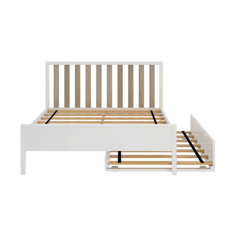 Brubaker Solid Wood Panel Bed, Double, Blanc