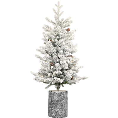 Arbre de Noël 2 pi avec base en pot, 30 lumières DEL chaudes, 189 pointes, branches en PE + PVC avec 3 pommes de pin - parfait pour les petits espaces et les décorations des Fêtes