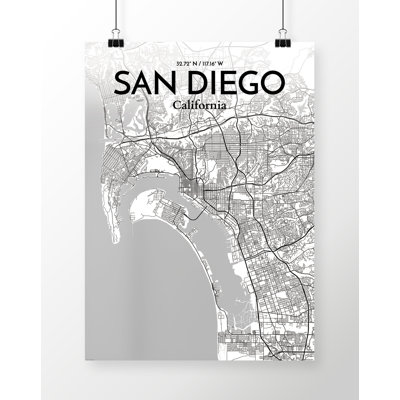 San Diego City Map - No Frame Print