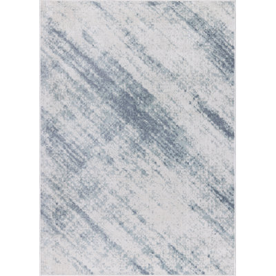 Machine Washable Austin Ivory/Blue Rug