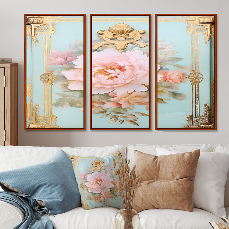 Baer - ensemble de décorations murales pivoines, Brun, H 32 po x l 48 po