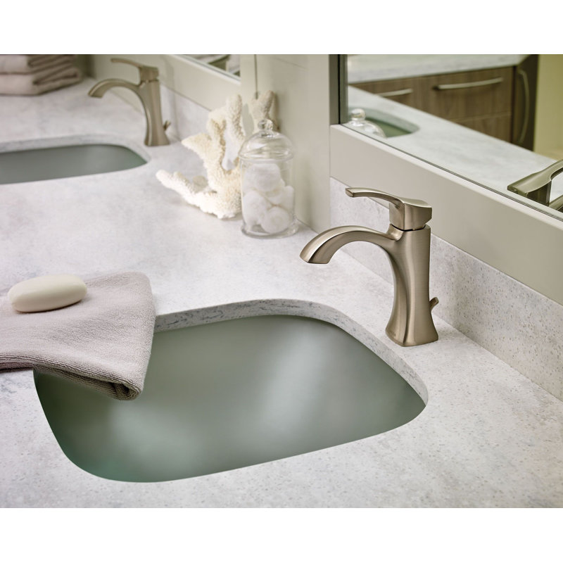 Moen Voss Single Hole Bathroom Faucet with Drain Assembly, Brushed Nickel