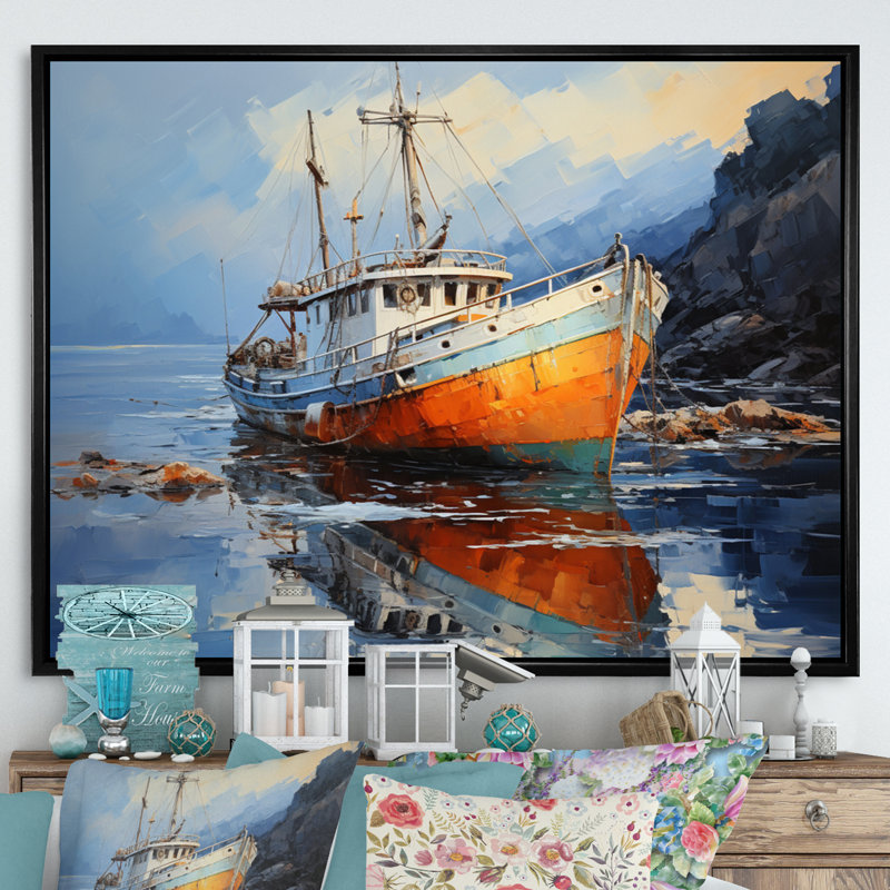 Fishing Boat Dreamy Regatta I - Transportation Canvas Prints, H 24 po x l 32 po x P 1 po, Cadre flottant noir