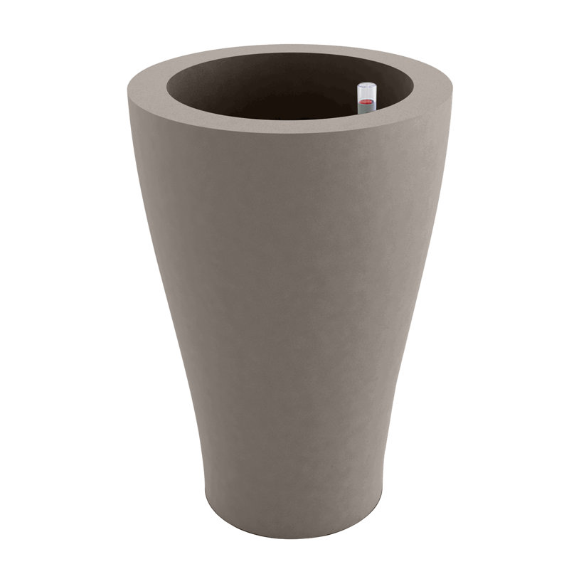 Curvada Resin Pot Planter, Taupe, 47.25" H x 25.5" W x 25.5" D