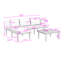 Ensembles modulaires d'extérieur en bois d'acacia avec coussins amovibles et table basse, ensembles de conversation avec canapé en forme de L-131456340