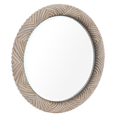 Miroir mural rond en bois massif Lana