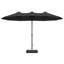 Grand parasol rectangulaire noir à double plateau 15 x 9 pi avec base remplissable-2062700749