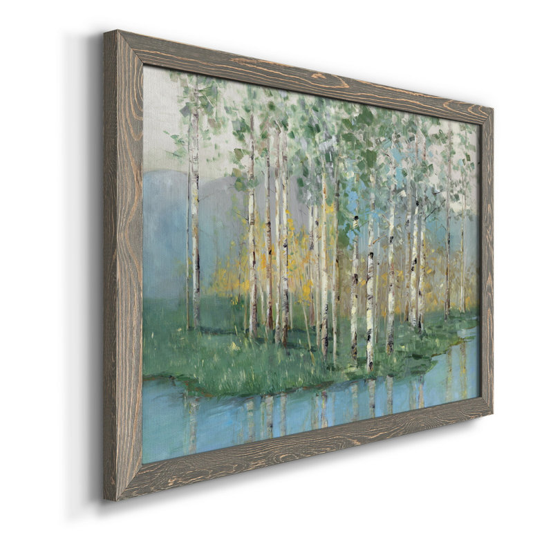 Birch Reflections Revisité - Peinture sur toile encadrée, Gris, H 31,5 po x l 23,5 po x P 1,5 po