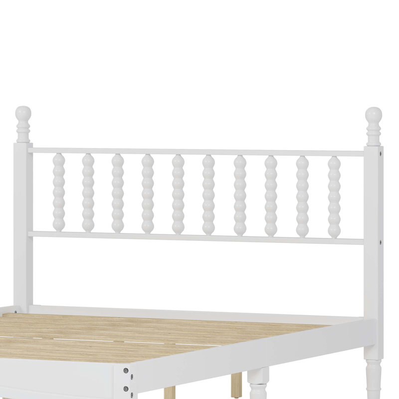 Lit plateforme en bois avec tête de lit en forme de gourde, lit plateforme de style rétro avec support à lattes en bois