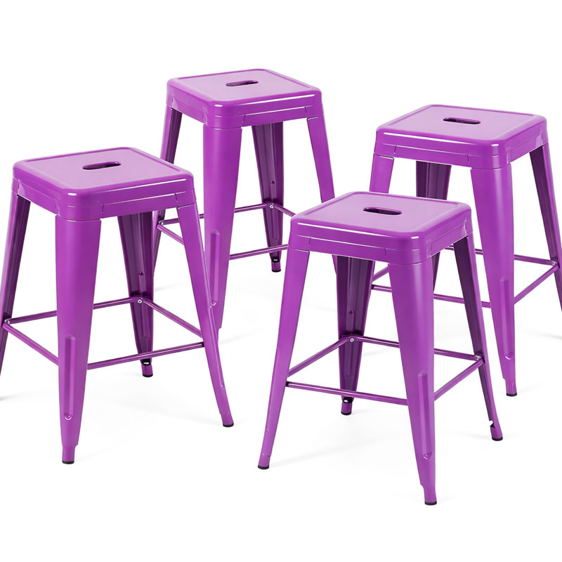 24 tabourets de bar en métal 24 po sans dossier de hauteur comptoir, faciles à assembler, déformables, peu encombrants, rapides et faciles à assembler, idéaux pour les îlots de cuisine