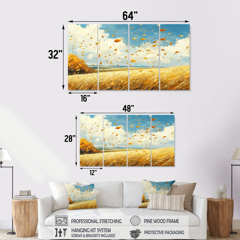 Nickson - Windy Art - Ensemble de décorations murales traditionnelles, H 28 po x l 48 po, 4