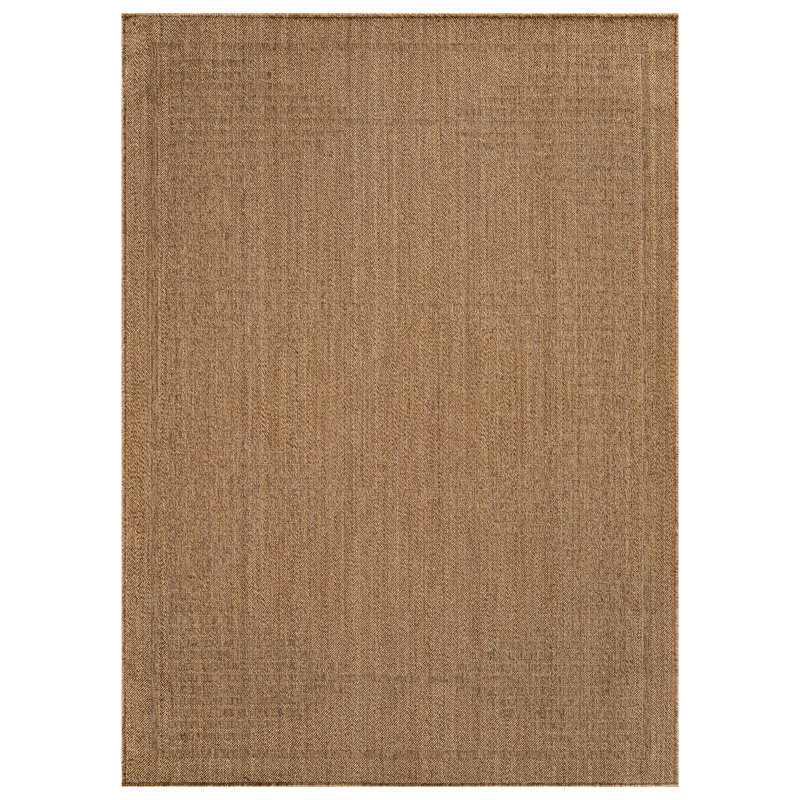 Geometric Natural/Jute Easy-Care Indoor/Outdoor Flat Woven Area Rug, Rectangle 7'10" x 10', Natural