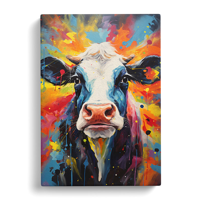Cow Expressionism Art - Wrapped Canvas, 60cm H x 40cm W x 3cm D