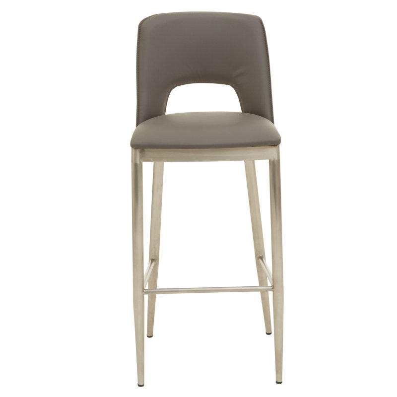 Eminence Upholstered Counter Stool with Metal Frame, Silver, Grey