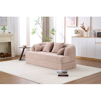 2-In-1 Foldable Sofa Bed,70 Inch Folding Boneless Couch Convertible Compressed Sleeper Sofabed, 4 Pillows