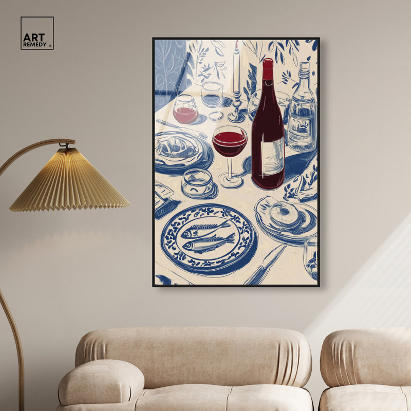 «Dinner I», impression murale encadrée par Art Remedy, cadre noir, 30 x 45, H 46 po x l 31 po, Cadre noir