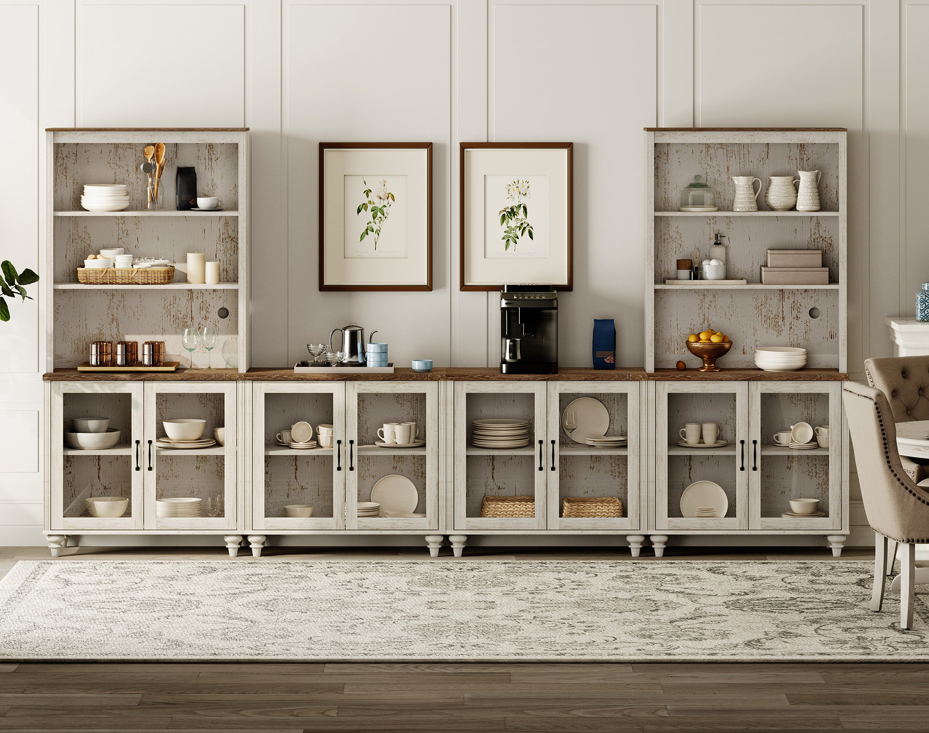 Alcott Hill® Sideboard Cabinet With Bar Hutch, Buffet Cabinet With 8 ...