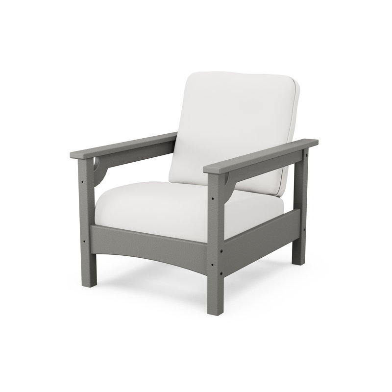 Fauteuil club, Lin naturel, Gris ardoise