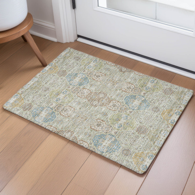 Machine Washable Indoor/Outdoor Chantille ACN2484 Global Rug, 1'8" x 2'6", Sage