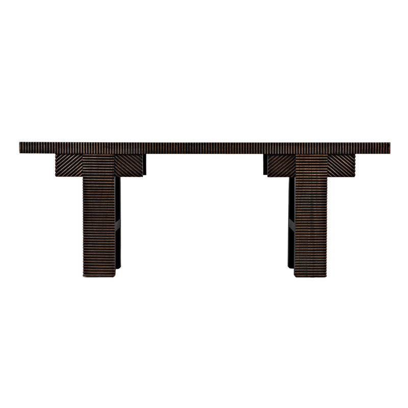 Nabu 82'' Hand Rubbed Black and Light Brown Solid Mahogany Console Table with Storage
