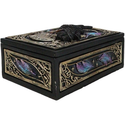 Boîte à bibelots mystique Raven Crow Crescent Moon Wicca