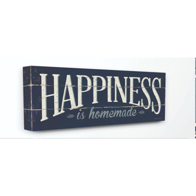 «Happiness Family Home Inspirational Word Textured Wood Design», impression sur toile