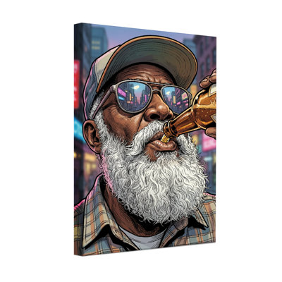 Fashion Urban Man With Beard Drinking Beer