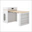 Table de salle à manger extensible avec plateau pliable, table de bar avec tiroirs et prise de courant, îlot de cuisine avec roulettes et crochets, buffet pour la cuisine et la salle à manger (blanc crème et naturel)-823059339