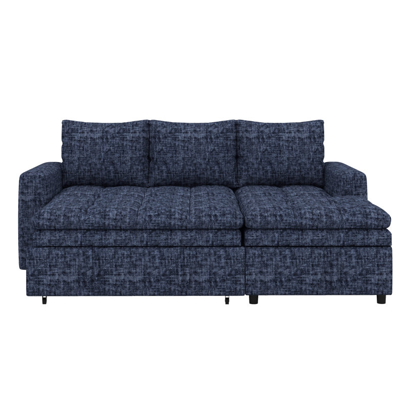 Canapé-lit modulaire rembourré polyvalent et confortable avec rangement, Bleu