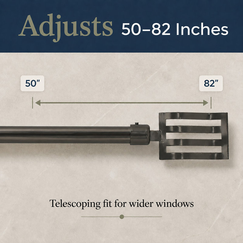 Wave Steel Adjustable Single Curtain Pole, Graphite