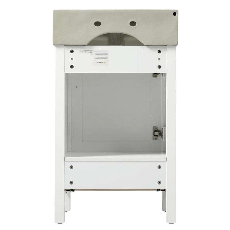 20.28'' Modern Bathroom Vanity with Ceramic Sink, Solid Wood Frame, and Drawer – Ideal for Small Bathrooms., White