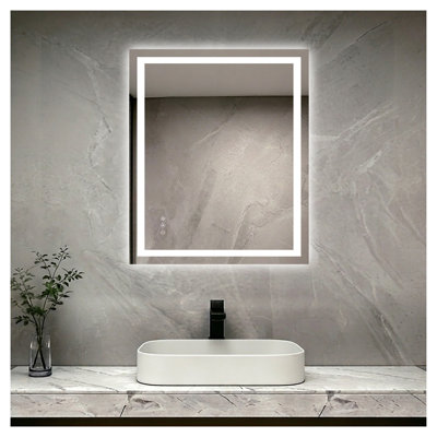 Miroir de salle de bain à DEL 30 po x 36 po avec éclairage avant et arrière, miroir de meuble-lavabo à intensité variable, 3 températures de couleur, antibuée, imperméable IP44, montage horizontal ou vertical, finition argentée
