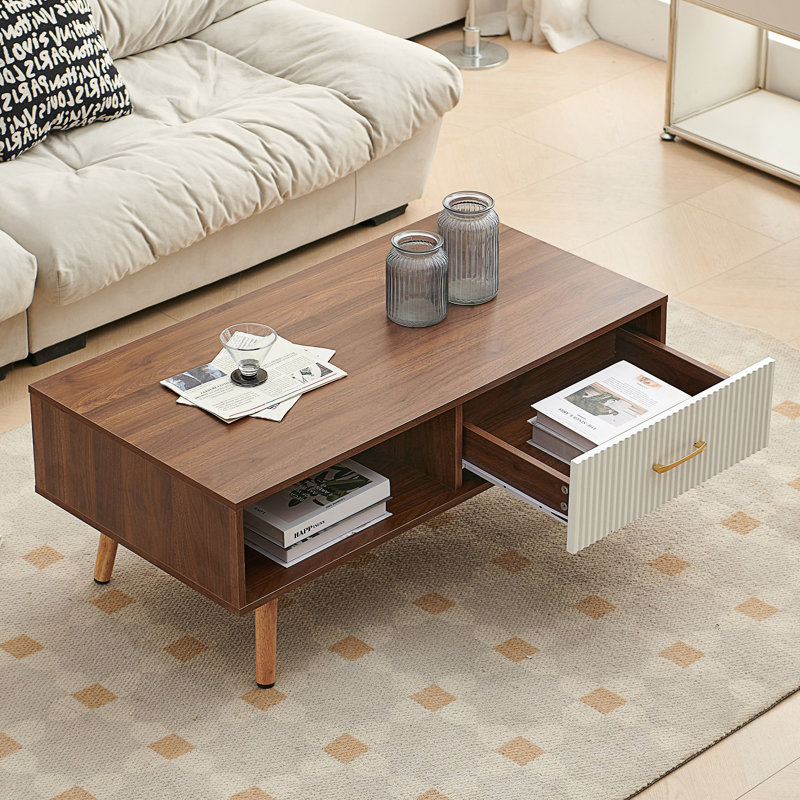 Table basse rectangulaire avec tiroir, table centrale