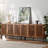 Farmhouse Tv Stand For Tvs Up To 100 Inch, 2 In 1 Entertainment Center Tv Console With Storage Cabinets And Metal Base