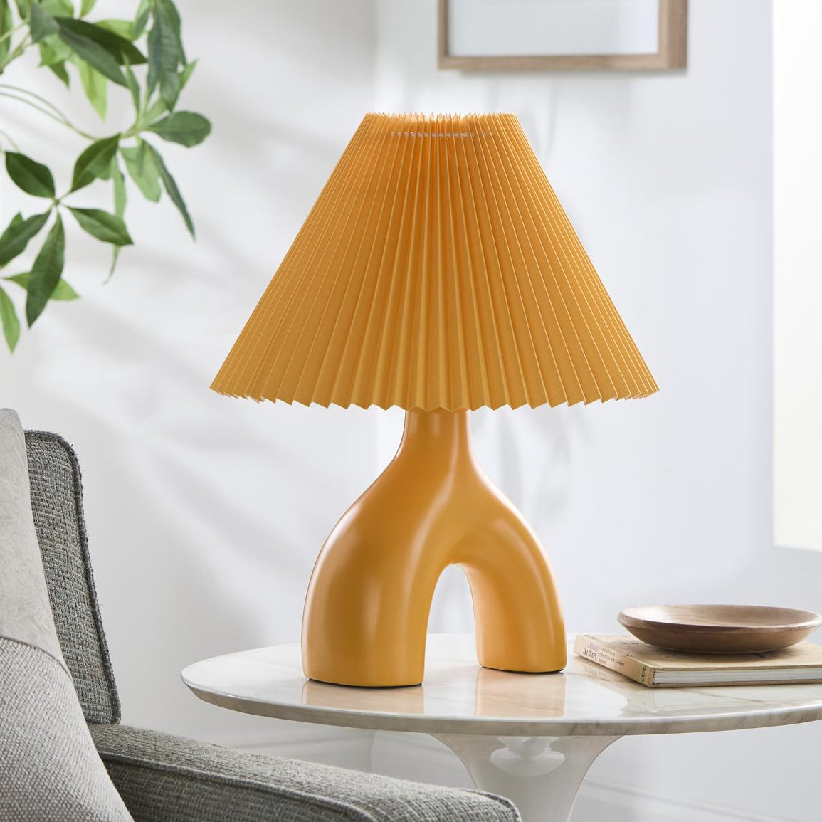 Celes Ceramic Table Lamp, Orange, Orange