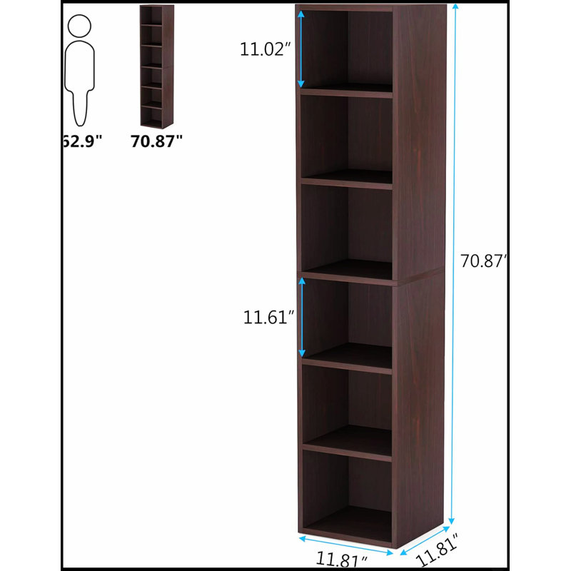 Bibliothèque d'angle étroite à 6 niveaux pour un rangement vertical maximisé et une esthétique moderne dans n'importe quelle pièce
