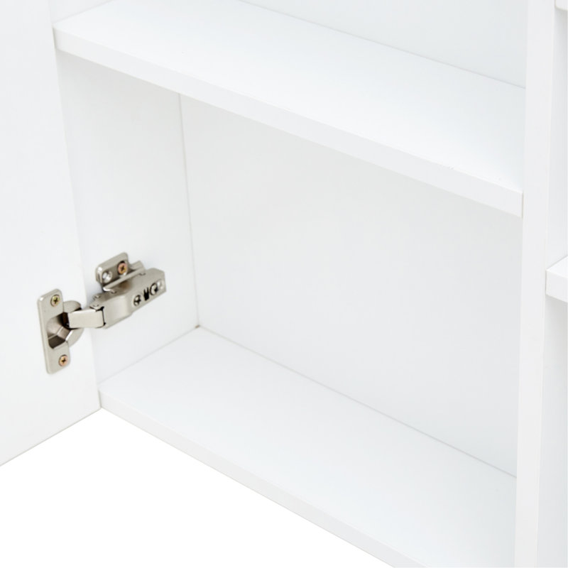 Armoire à miroir blanche pour la salle de bain, miroir de 0,12 po, armoire murale optionnelle peu encombrante, articles de toilette et serviettes de rangement épais