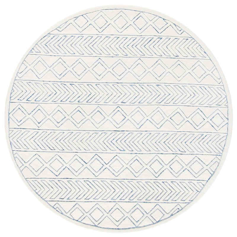 Emest Hand Tufted New Zealand Wool Southwestern Rug, Round 6'