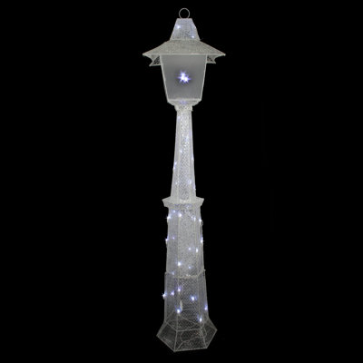 72" 3-D LED Lighted White Glittering Mesh Lamp Post Christmas Outdoor Decoration