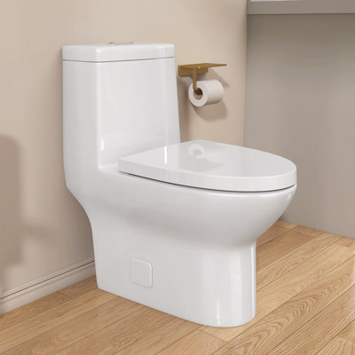 Toilette monobloc en céramique 18 po à fermeture double avec siège confortable et hauteur d'assise conforme à l'ADA 18 po
