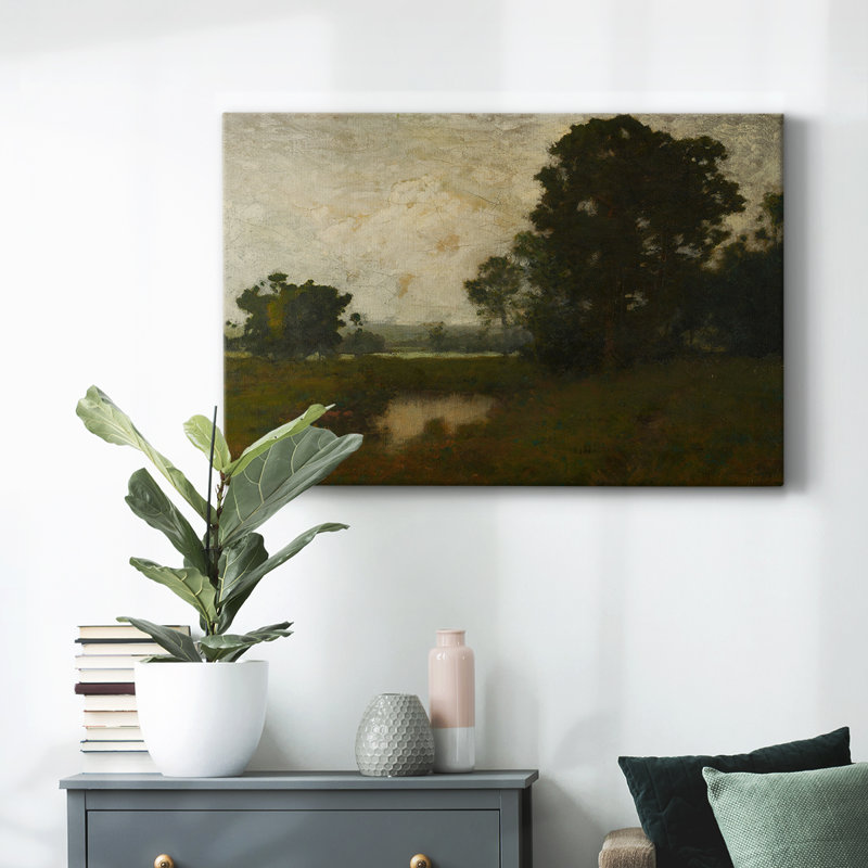 Paysage rétro - MIV, H 25 po x l 37 po x P 2 po, Toile encadrée flottée blanche