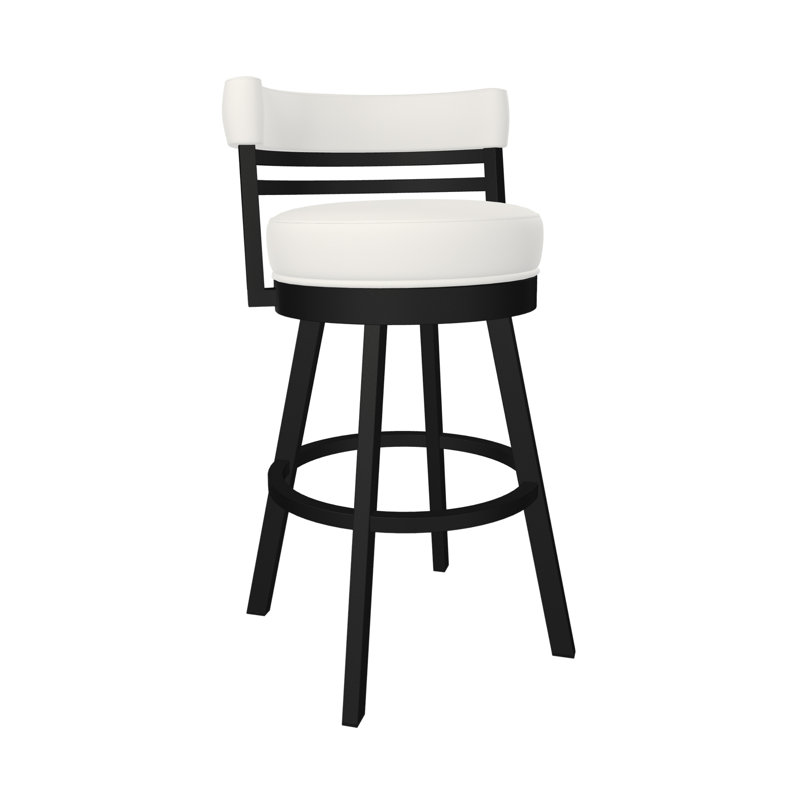Tabouret de bar et de comptoir Aureliana, Tabouret de bar (siège d'une hauteur de 30 po), Similicuir - blanc Vail, Noir