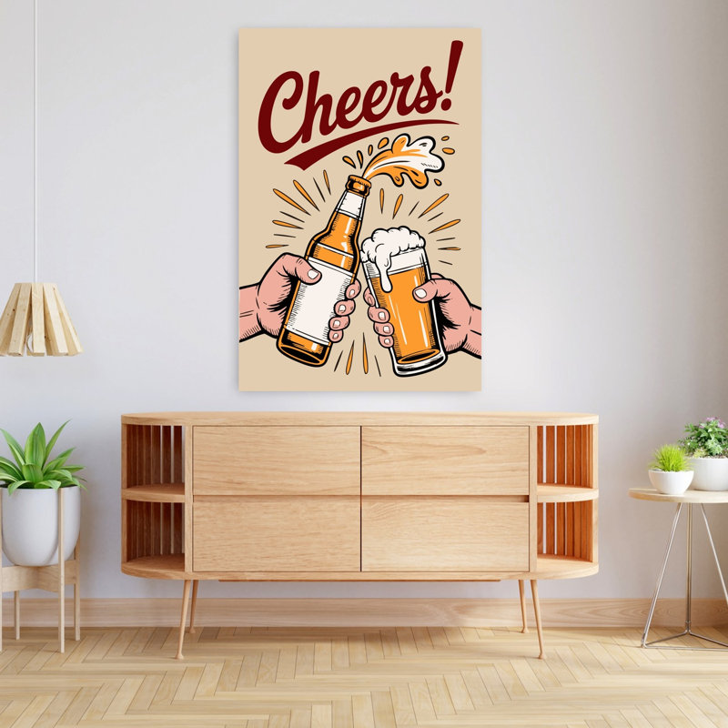 «Golden Beer Cheers», art mural rétro rétro, H 48 po x l 32 po